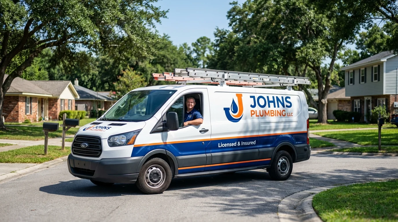 Johns Plumbing LLC service van in Woodville, TX